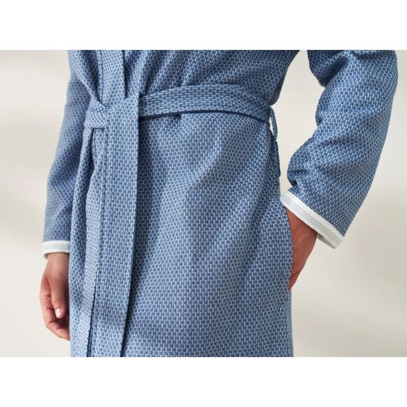 NEW Coyuchi Unisex Mediterranean Organic Cotton Robe Size M/L in Lake Blue - Picture 3 of 7